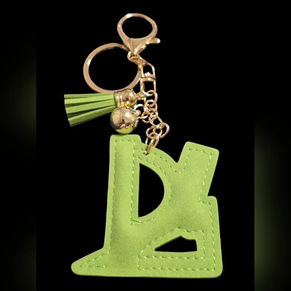 Rhinestone Ruler and Protractor Bag Charm Keychain - Picture 2 of 2